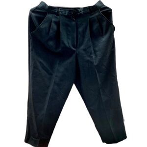 DressBarn Cropped Pants Size 14L Black Front Pleats Zipper Comfort Waist Pockets